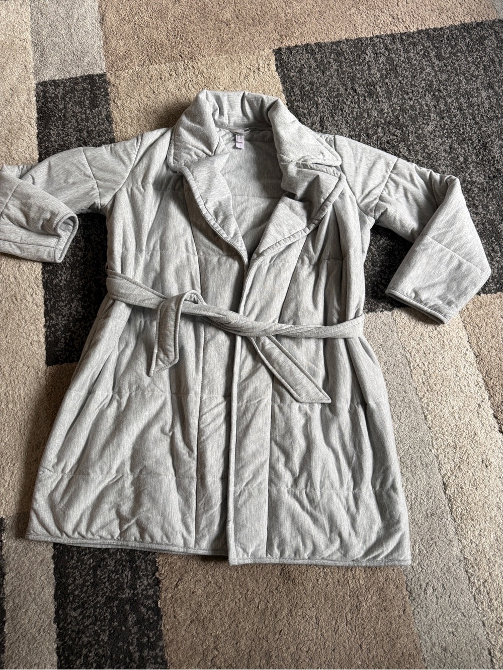 Auden Light Heather Gray Short Quilted Robe- XS/Small